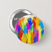 Farbenfrohe Diverse Group Community of Raised Hand Button (Vorne & Hinten)