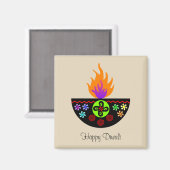 Farbenfrohe Diwali Lamp Diya Magnet (Vorderseite/Rückseite)
