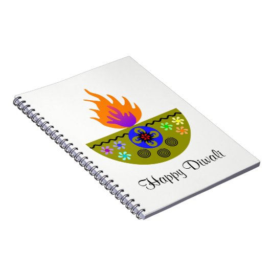 Farbenfrohe Diwali Lamp Diya Notizblock (Rechte Seite)