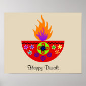 Farbenfrohe Diwali Lamp Diya Poster (Vorne)