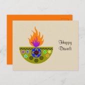 Farbenfrohe Diwali Lamp Diya Postkarte (Vorne/Hinten)