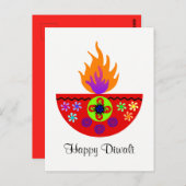 Farbenfrohe Diwali Lamp Diya Postkarte (Vorne/Hinten)