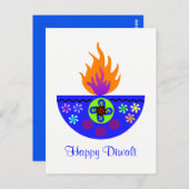 Farbenfrohe Diwali Lamp Diya Postkarte (Vorne/Hinten)