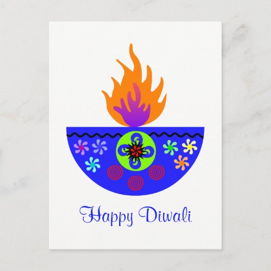 Farbenfrohe Diwali Lamp Diya Postkarte (Vorderseite)