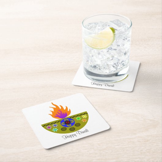 Farbenfrohe Diwali Lamp Diya Rechteckiger Pappuntersetzer (Vor Ort)