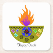 Farbenfrohe Diwali Lamp Diya Rechteckiger Pappuntersetzer (Vorderseite)