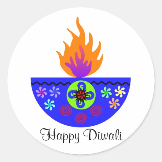 Farbenfrohe Diwali Lamp Diya Runder Aufkleber (Vorderseite)
