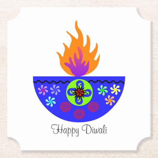 Farbenfrohe Diwali Lamp Diya Untersetzer (Vorderseite)