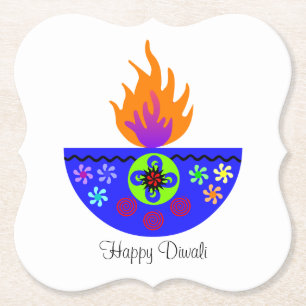 Farbenfrohe Diwali Lamp Diya Untersetzer