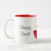 Farbenfrohe Diwali Lamp Diya Zweifarbige Tasse (Links)
