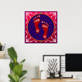 Farbenfrohe Diwali Rangoli mit Footprint Poster (Heimbüro)