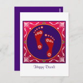 Farbenfrohe Diwali Rangoli mit Footprint Postkarte (Vorne/Hinten)