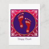 Farbenfrohe Diwali Rangoli mit Footprint Postkarte (Vorderseite)