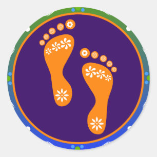 Farbenfrohe Diwali Rangoli mit Footprint Runder Aufkleber