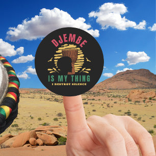 Farbenfrohe Djembe ist mein Ding afrikanischer Tro Runder Aufkleber