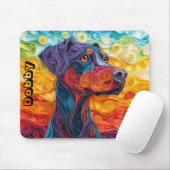 Farbenfrohe Doberman Paper Quilling Portrait Mousepad (Mit Mouse)