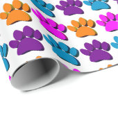Farbenfrohe Dog Paw 3D Art Pattern Geschenkpapier (Rolleneckpunkt)