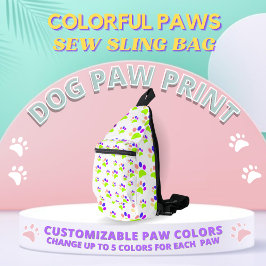 Farbenfrohe Dog Paw Print Design, bearbeitbare Paw Crossbody Bag