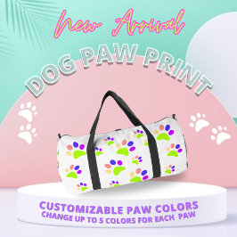 Farbenfrohe Dog Paw Print Design, bearbeitbare Paw Duffle Bag