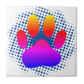 Farbenfrohe Dog Pawprint Tile Fliese (Vorderseite)
