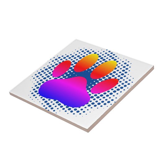 Farbenfrohe Dog Pawprint Tile Fliese (Seite)