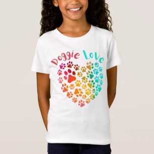 Farbenfrohe Doggie Liebe Paw Herz T-Shirt