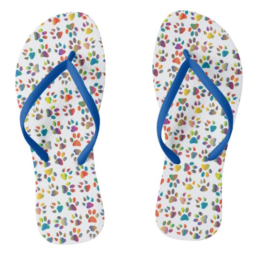 Farbenfrohe Doggie Paws Flip Flops Badesandalen (Fußbett)