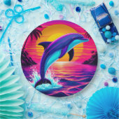 Farbenfrohe Dolphin Ein Paradies für Kletterhexen: Pappteller (Party)