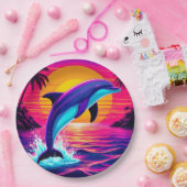 Farbenfrohe Dolphin Ein Paradies für Kletterhexen: Pappteller (Party)