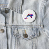 Farbenfrohe Dolphin Kunst - Lebhafter Neonsee Button (Beispiel)