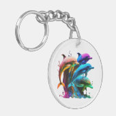 Farbenfrohe Dolphin-Phantastische Aufkleber Schlüsselanhänger (Vorderseite links)