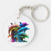 Farbenfrohe Dolphin-Phantastische Aufkleber Schlüsselanhänger (Rückseite)
