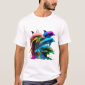 Farbenfrohe Dolphin-Phantastische Aufkleber T-Shirt (Vorderseite)
