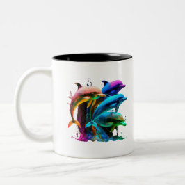 Farbenfrohe Dolphin-Phantastische Aufkleber Zweifarbige Tasse