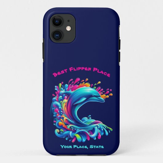 Farbenfrohe Dolphin Splash Case-Mate iPhone Hülle (Rückseite)