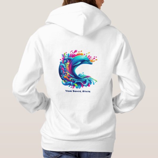 Farbenfrohe Dolphin Splash-Fisherman Core- Hoodie (Rückseite)