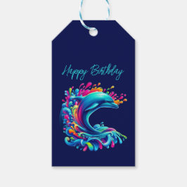 Farbenfrohe Dolphin Splash- Geschenkanhänger