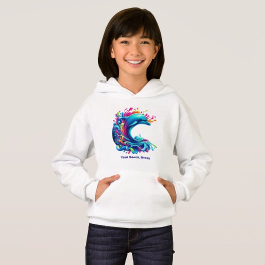 Farbenfrohe Dolphin Splash- Hoodie (Vorne ganz)