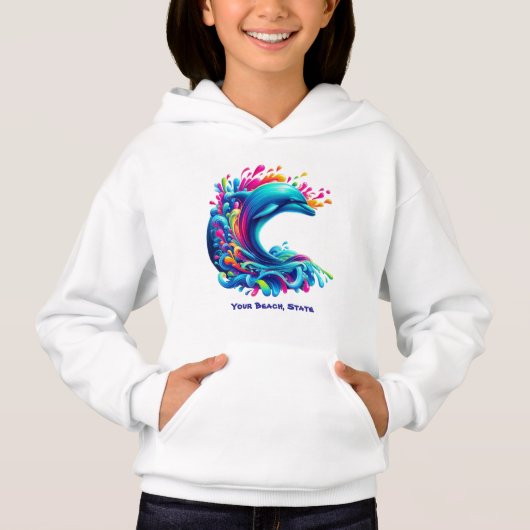Farbenfrohe Dolphin Splash- Hoodie (Vorderseite)