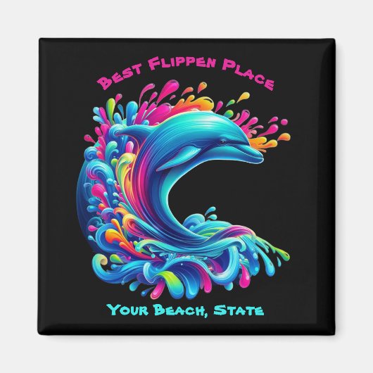 Farbenfrohe Dolphin Splash Magnet (Vorne)