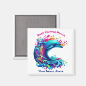 Farbenfrohe Dolphin Splash Magnet (Vorderseite/Rückseite)