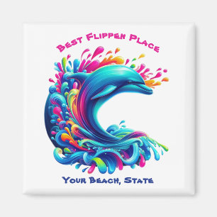 Farbenfrohe Dolphin Splash Magnet