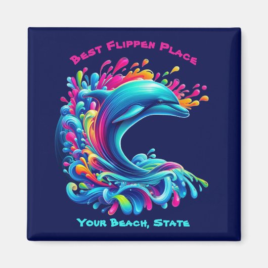 Farbenfrohe Dolphin Splash Magnet (Vorne)