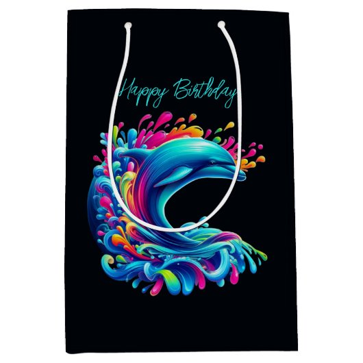 Farbenfrohe Dolphin Splash Mittlere Geschenktüte (Vorderseite)