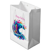 Farbenfrohe Dolphin Splash- Mittlere Geschenktüte (Vorderseite Schrägansicht)
