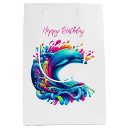 Farbenfrohe Dolphin Splash- Mittlere Geschenktüte