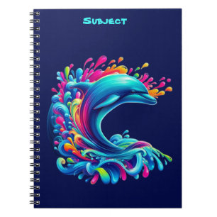 Farbenfrohe Dolphin Splash Notizblock