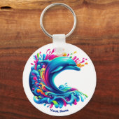 Farbenfrohe Dolphin Splash Schlüsselanhänger (Rückseite)