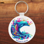 Farbenfrohe Dolphin Splash Schlüsselanhänger (Vorderseite)