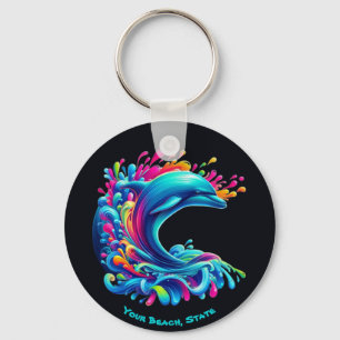 Farbenfrohe Dolphin Splash Schlüsselanhänger